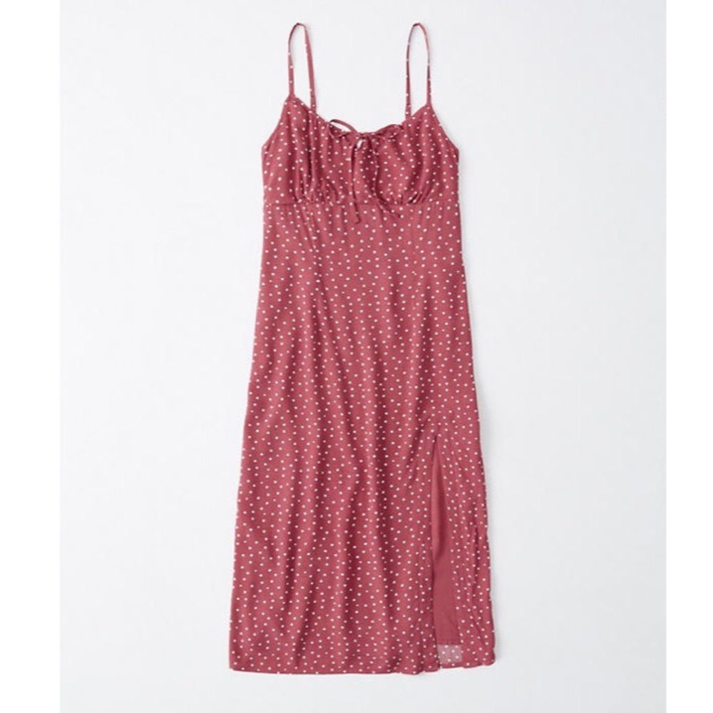 Abercrombie & Fitch Ruched Cami Midi Dress